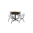 thumbnail image 1 of Regency Cain 42 in. Round Breakroom Table- Neo Walnut & 4 M Stack Chairs- Grey, 1 of 10