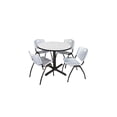 thumbnail image 1 of Regency Cain 42 in. Round Breakroom Table- White & 4 M Stack Chairs- Grey, 1 of 6