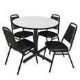 thumbnail image 1 of Regency Cain 42 in. Round Breakroom Table- White & 4 Restaurant Stack Chairs- Black, 1 of 8