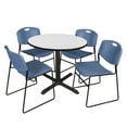 thumbnail image 1 of Regency Cain 42 in. Round Breakroom Table- White & 4 Zeng Stack Chairs- Blue, 1 of 7