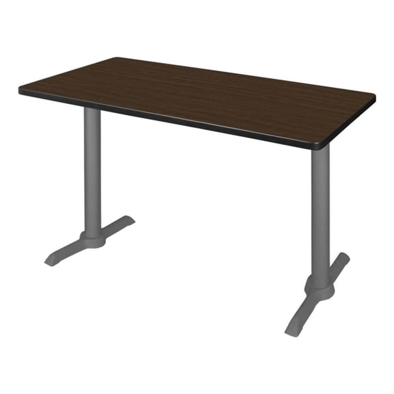 Regency Cain 42 x 24" Steel T-Base Training Seminar Table- Neo Walnut/ Grey Base