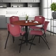 thumbnail image 1 of Regency Cain 48 in. Round X-Base Breakroom Table- Cherry & 4 M Stack Chairs- Burgundy, 1 of 8