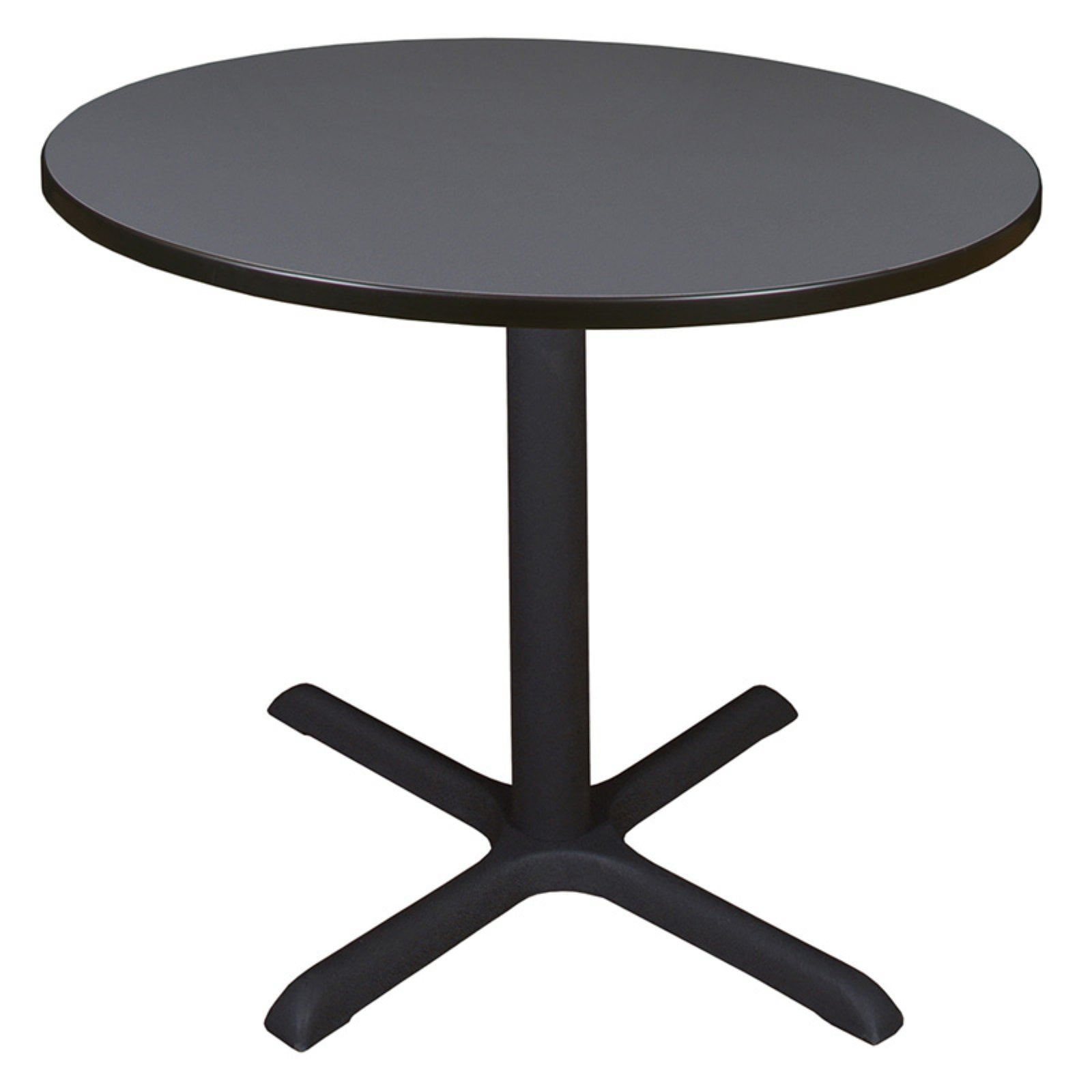 Cain 48" Round Grey Wood & Metal Dining Table with Steel X-Base