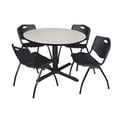 thumbnail image 1 of Cain 48" Round Breakroom Table- Maple & 4 'M' Stack Chairs- Black, 1 of 8