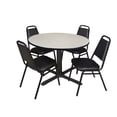 thumbnail image 1 of Regency 48 in. Round X-Base Breakroom Table- Maple & 4 Restaurant Stack Chairs- Black, 1 of 9