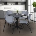 thumbnail image 1 of Cain 48" Square Breakroom Table- Grey & 4 'M' Stack Chairs- Grey, 1 of 8