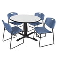 thumbnail image 1 of Regency Cain 48 in. Round Breakroom Table- White & 4 Zeng Stack Chairs- Blue, 1 of 7