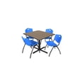 thumbnail image 1 of Regency Cain 48 in. Square Breakroom Table- Noble Oak & 4 M Stack Chairs- Blue, 1 of 10