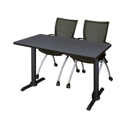 Cain 48" x 24" Training Table in Multiple Colors and 2 Apprentice Chairs, Black