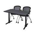 thumbnail image 1 of Regency Cain 48 x 24 in. T-Base Training Seminar Table- Grey & 2 Cadence Nesting Chairs, 1 of 7