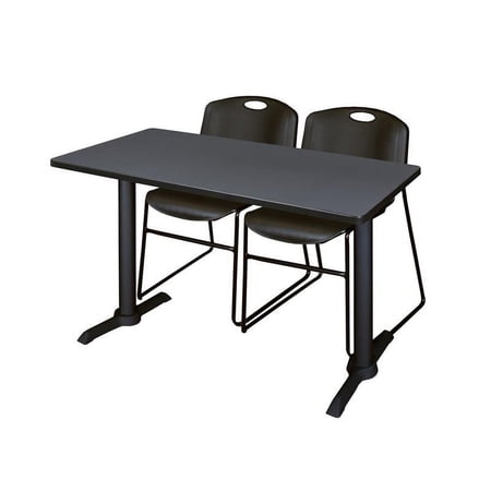 Regency Cain 48" x 24" Training Table- Grey & 2 Zeng Stack Chairs- Black