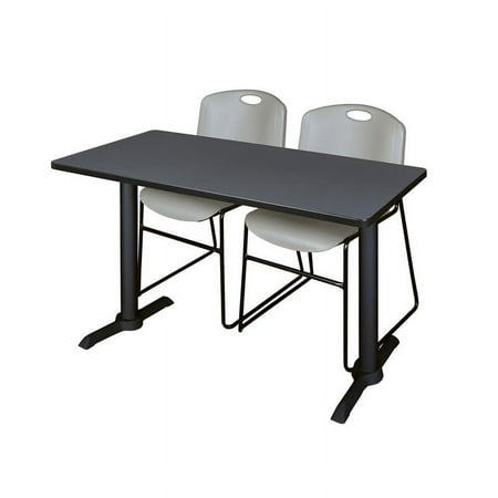 Regency Cain 48" x 24" Training Table- Grey & 2 Zeng Stack Chairs- Grey