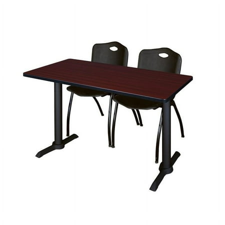 Regency Cain 48" x 24" Training Table- Mahogany & 2 'M' Stack Chairs- Black