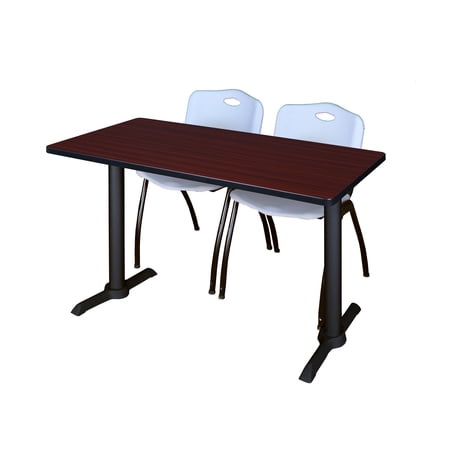Cain 48" x 24" Mahogany Training Table and 2 "M" Stack Chairs, Multiple Colors