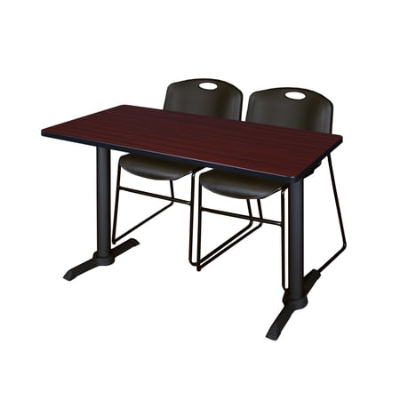 Cain 48" x 24" Mahogany Training Table and 2 Zeng Stack Chairs, Multiple Colors