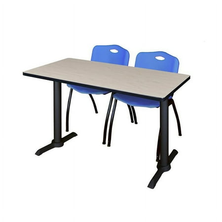 Regency Cain 48" x 24" Training Table- Maple & 2 'M' Stack Chairs- Blue