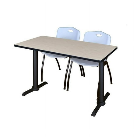 Regency Cain 48" x 24" Training Table- Maple & 2 'M' Stack Chairs- Grey