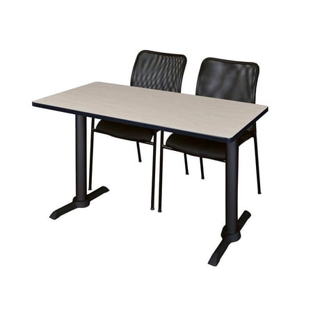 Regency Cain 48" x 24" Training Table- Maple & 2 Mario Stack Chairs- Black