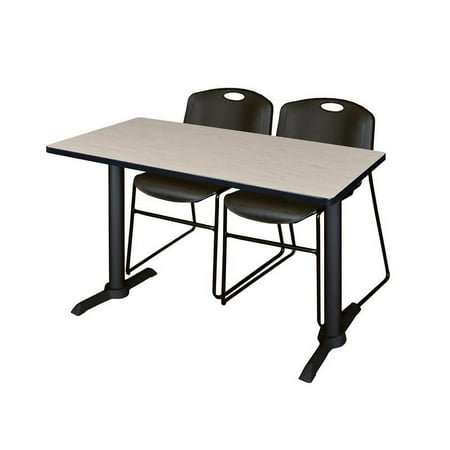Regency Cain 48" x 24" Training Table- Maple & 2 Zeng Stack Chairs- Black