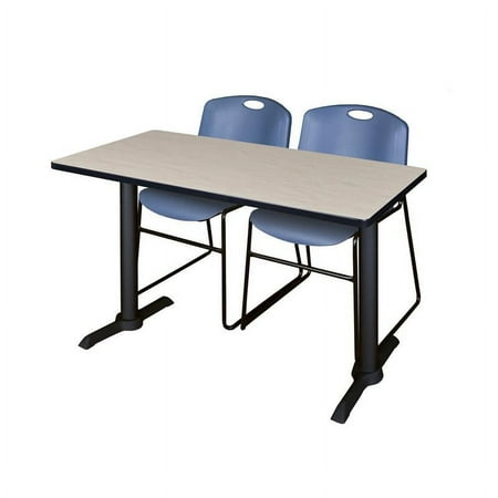 Regency Cain 48" x 24" Training Table- Maple & 2 Zeng Stack Chairs- Blue