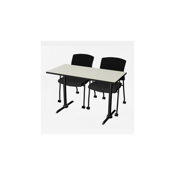 Regency Cain 48 x 24 in. T-Base Training Seminar Table- Maple & 2 Knight Mesh Chairs