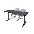 thumbnail image 1 of Cain 60" x 24" Grey Training Table and 2 "M" Stack Chairs, Multiple Colors, 1 of 7