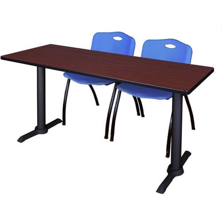 Cain 60" x 24" Mahogany Training Table and 2 "M" Stack Chairs, Multiple Colors