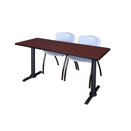 Cain 60" x 24" Mahogany Training Table and 2 "M" Stack Chairs, Multiple Colors