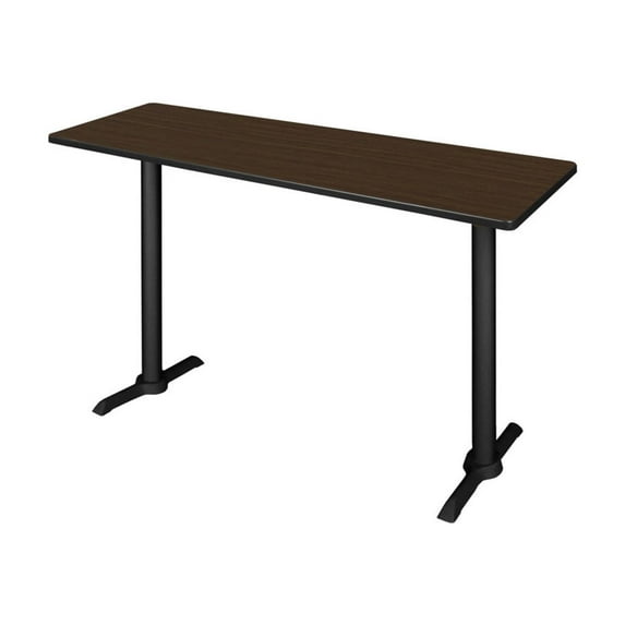 Regency Cain 60 x 24 in. Steel T-Base Cafe Training Seminar Table- Neo Walnut