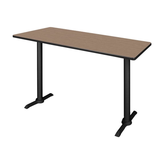 Regency Cain 60 x 24 in. Steel T-Base Cafe Training Seminar Table- Noble Oak