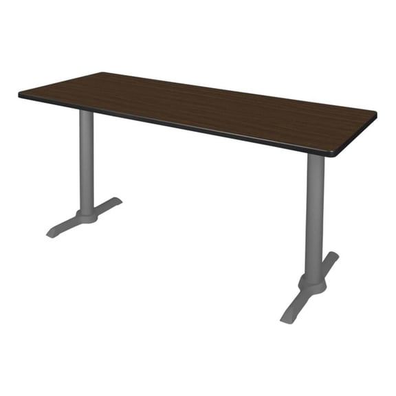 Regency Cain 60 x 24" Steel T-Base Training Seminar Table- Neo Walnut/ Grey Base