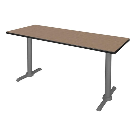 Regency Cain 60 x 24" Steel T-Base Training Seminar Table- Noble Oak/ Grey Base