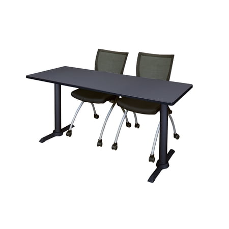 Regency Cain 66" x 24" Training Table- Grey & 2 Apprentice Chairs- Black
