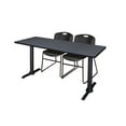 thumbnail image 1 of Cain 66" x 24" Training Table- Grey & 2 Zeng Stack Chairs- Black, 1 of 7