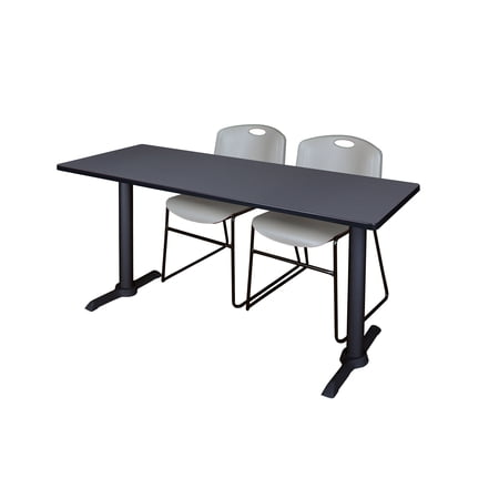 Regency 66-inch Metal & Wood Rectangular Training Table with Zeng Stack Chairs Gray