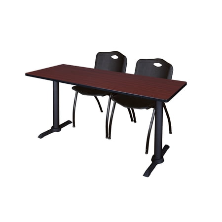 Cain 66" x 24" Mahogany Training Table and 2 "M" Stack Chairs, Multiple Colors