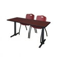 thumbnail image 1 of Regency Cain 66" x 24" Training Table- Mahogany & 2 'M' Stack Chairs- Burgundy, 1 of 5