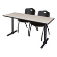thumbnail image 1 of Cain 66" x 24" Training Table- Mahogany & 2 'M' Stack Chairs- Burgundy, 1 of 7