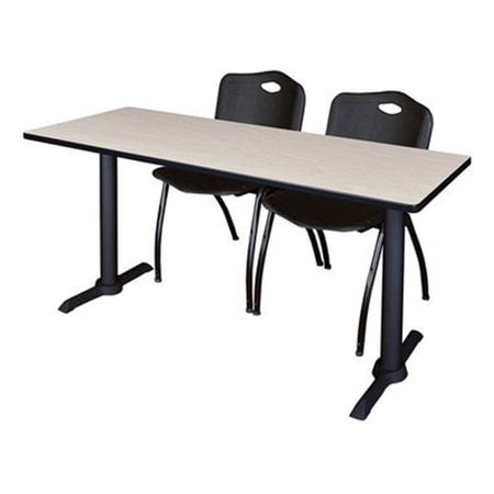Cain 66" x 24" Training Table- Mahogany & 2 'M' Stack Chairs- Burgundy