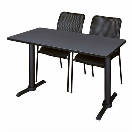 Cain 66" x 24" Training Table in Multiple Colors and 2 Mario Stack Chairs, Black