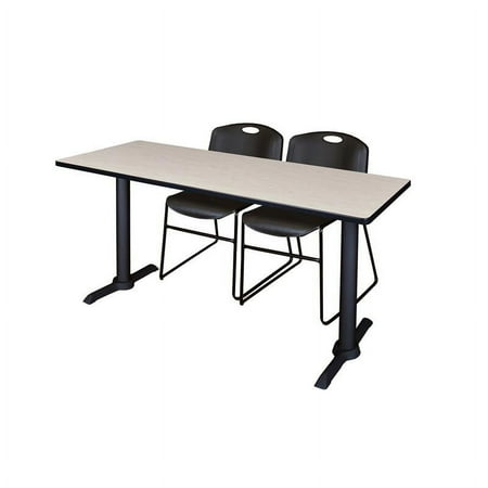 Regency Cain 66" x 24" Training Table- Maple & 2 Zeng Stack Chairs- Black