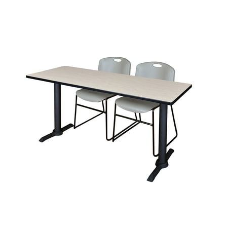 Cain 66" x 24" Maple Training Table and 2 Zeng Stack Chairs, Multiple Colors