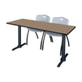 thumbnail image 1 of Regency Cain 66 x 24 in. T-Base Training Seminar Table- Noble Oak & 2 M Stack Chairs- Grey, 1 of 10