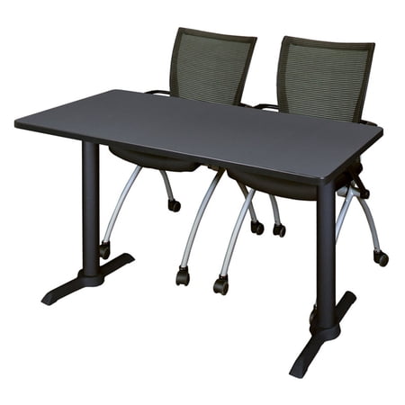 Cain 72" x 24" Training Table in Multiple Colors and 2 Apprentice Chairs, Black
