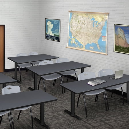 Cain 72" x 24" Training Table- Grey & 2 'M' Stack Chairs- Grey
