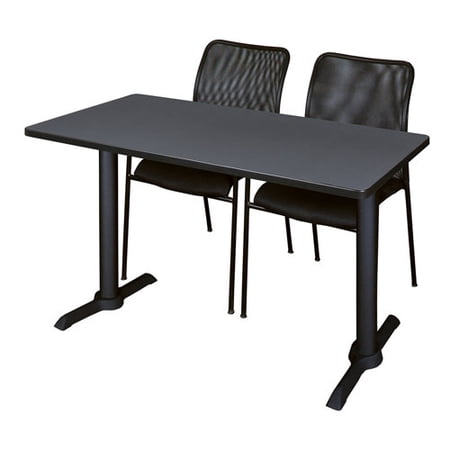 Cain 72" x 24" Training Table in Multiple Colors and 2 Mario Stack Chairs, Black