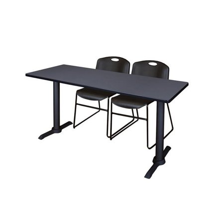 Regency Cain 72" x 24" Training Table- Grey & 2 Zeng Stack Chairs- Black