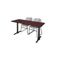 thumbnail image 1 of Regency Cain 72 x 24 in. T-Base Training Seminar Table- Mahogany & 2 Zeng Stack Chairs- Grey, 1 of 7