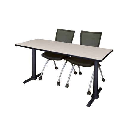 Cain 72" x 24" Training Table in Multiple Colors and 2 Apprentice Chairs, Black