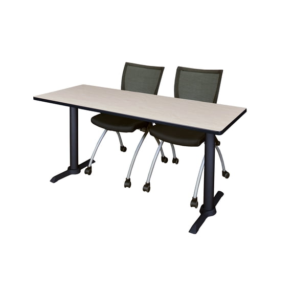 Cain 72" x 24" Training Table in Multiple Colors and 2 Apprentice Chairs, Black